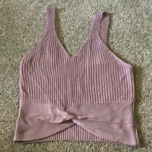 Cropped lightweight sweater mauve knit tank M